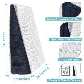 Cosmoluxe 7.5" Bed Wedge Pillow with Cooling Memory Foam Top for Headboard, Triangle Pillow for Sleeping to Relieve Acid Reflux, Heartburn, Snoring and GERD, Reduce Neck and Back Pain