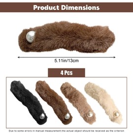 JazSwirl Flat Claw Clips for Women, 4-Pack Plush Flat Hair Clips for Thick Hair Thin Hair, Large Flat Hair Claw Clips Flat Clips Lay Flat Claw Clips for Women