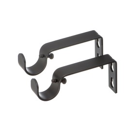 Ivilon Fixed Brackets for Curtain Rods - for 7/8 or 1 Inch Rods. Set of 2 - Antique Black
