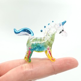 Sansukjai Unicorn Tiny Figurines Fancy Animals Hand Blown Glass Art Collectible Gift Home Décor (Patsel)