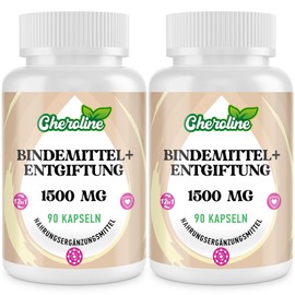 Bindemittel Entgiftung 1500 mg, leistungsstarkes 12-in-1-Ergänzungsmittel für Leber-Entgiftung und Darm, mit Aktivkohle gegen Giftstoffe, Vegane Kapseln (90 Stück (2er Pack))