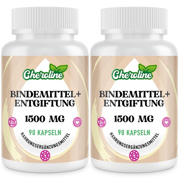 Bindemittel Entgiftung 1500 mg, leistungsstarkes 12-in-1-Ergänzungsmittel für Leber-Entgiftung und Darm,