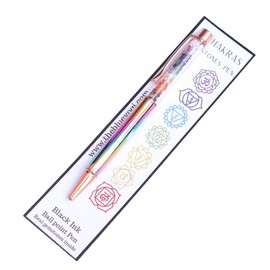 The Blue Yogi 7 Chakras real Gemstones Pen - Manifestationa nd Protection Black ink Ball point pen (Kaleidoscope)