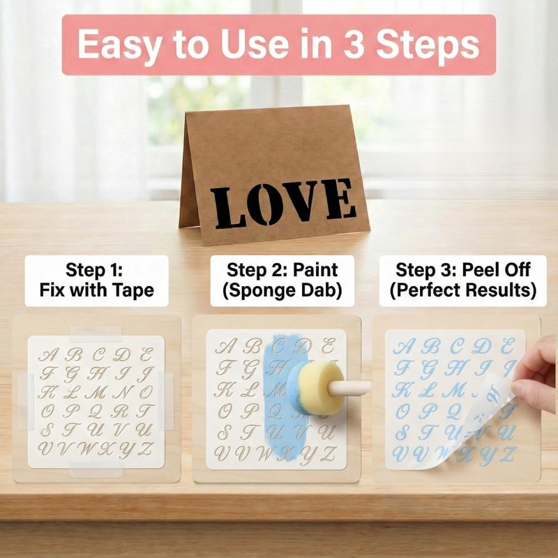 20 Pack Reusable Letter & Number Stencils, 20 Fonts for