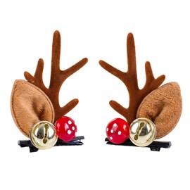 Christmas Hair Clips Brown Antlers Hairpins for Women Girls Reindeer Hair Accessories Cute Hair Barrettes Alligator Clips for Women New Year Decoration 2PCS (Brown antler)