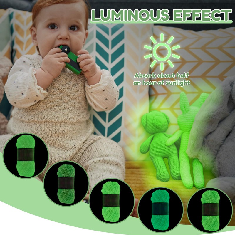 Luminous Yarn for Crocheting and Knitting Soft Glow Crochet Yarn