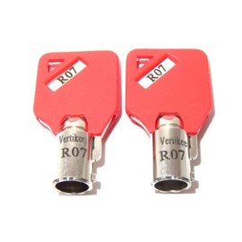 R07 Keys Compatible with Husky Milwaukee & Steel Glide R07 Tool Box Tool Chest Replacement Lock Keys, 2 Cut R07 Keys with Red Caps & Numbered high & Low for Easy I.D. on The Key Ring. Vertikee(TM)