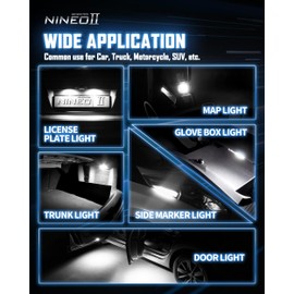 NINEO T10 LED BULBS 6 PCS, 194 921 with 15-SMD 4014 Chips 6000K White for Car Interior Door Dome Map Backup Reverse License Plate Courtesy Side Marker Parking Trunk Glove Box Light