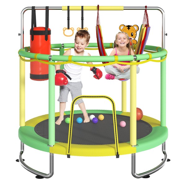 Trampoline for Kids, Upgrade Full Anti-Rust 440lbsToddler Trampoline with Net,