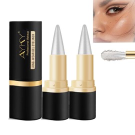SHUOHONG Pack of 2 Matte Quick-Drying Eyeliner Waterproof, Long Lasting Waterproof Pens, Quick Drying Eyeliner Pen, for Everyday Lasting Eye Make-Up (Silver)