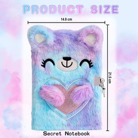 Bangbobi Plush Diary Girls with Lock - A5, 80 Pages, Kids Notebook with Lock, Bear Plush Diary for Girls for Writing and Drawing