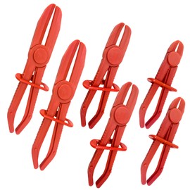 DXNQ 6 PCS Hose Clamp Pliers, 3 Size Plastic Radiator Hose Pinch Off Pliers Set, Line Pinch Clamps for Car Brake Hoses Fuel Hoses Coolant Hoses Water Hoses, Car Accessories (Red)