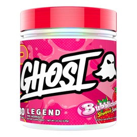 GHOST Legend Pre-Workout Powder, Burbujeante sabor a fresa - 30 porciones - Pre-entrenamiento para hombres y mujeres con colina, L-citrulina y beta-alanina para...