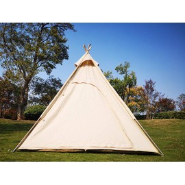 Latourreg Outdoor or Indoor Large Adult Indian Teepee Tent of Canvas 6.5FT Camping Pyramid Tipi Tent with Double Mesh Door