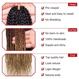 Xtrend 8 Packs 18 Inch Medium Long Box Braids Crochet Hair Pre-looped Boho 3X Braids Hair Extensions Synthetic Crochet Hair for Woman (18Strands/pack 1B3027#)