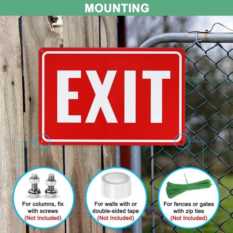 M METERXITY 1-Pack Exit Sign 12x8 Inch Aluminum Reflective Enter