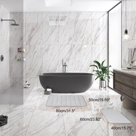 uxcell Bathroom Rug, 24" x 16" Bath Mat Memory Foam Bath Mat Rug Non Slip Quick Dry Soft and Absorbent Machine Washable Carpet for Bathroom, Bedroom, Kitchen, (Light Gray)