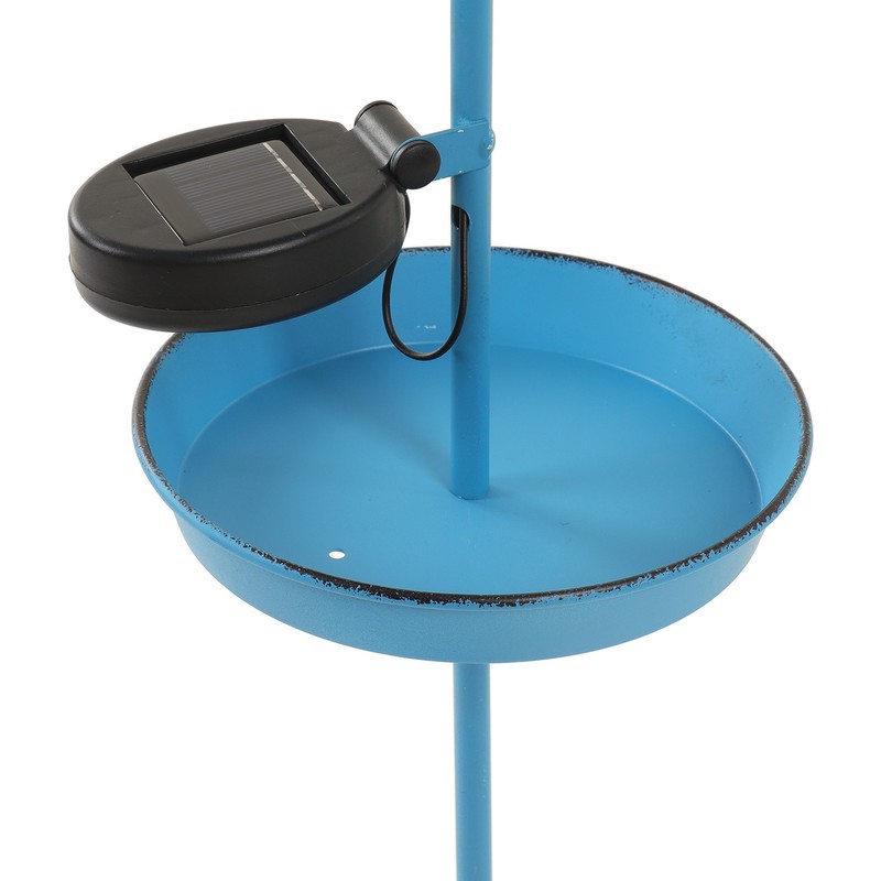 Solar Bird Feeder LED Floor Lamp with Feeding Tray Umbrella