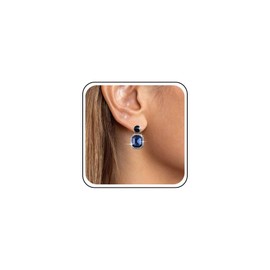 Aneneiceera Vintage Dark Sapphire Square Earrings Blue CZ Crystal Dangle Earrings Square Cut Sapphire Earrings Wedding Rhinestone Drop Earrings Jewellery for Women and Girls (Blue), Zinc