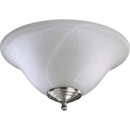 Quorum 1166-801 Accessory - 13 Inch 18W 2 LED Bowl Flush Mount, Satin Nickel/White Finish with Faux Alabaster Glass