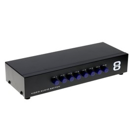 Optimal Shop 8-Way Composite Video Audio 3 RCA AV Switch Switcher Box Selector 8 in 1 Out 8x1