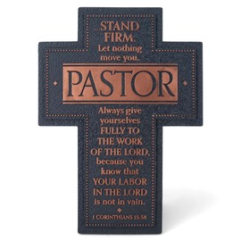 Lighthouse Christian Products Pastor Stand Firm Embossed Resin Easel Cross