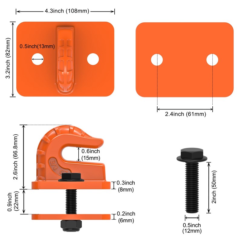 Insaga 3/8" Tractor Bucket Hooks - 2 Pack Forged Steel