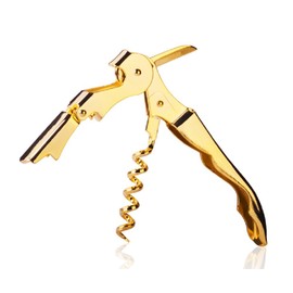 Gold Plated Corkscrew Double Hinge Waiters Wine Key/Bottle Opener # CHGLD