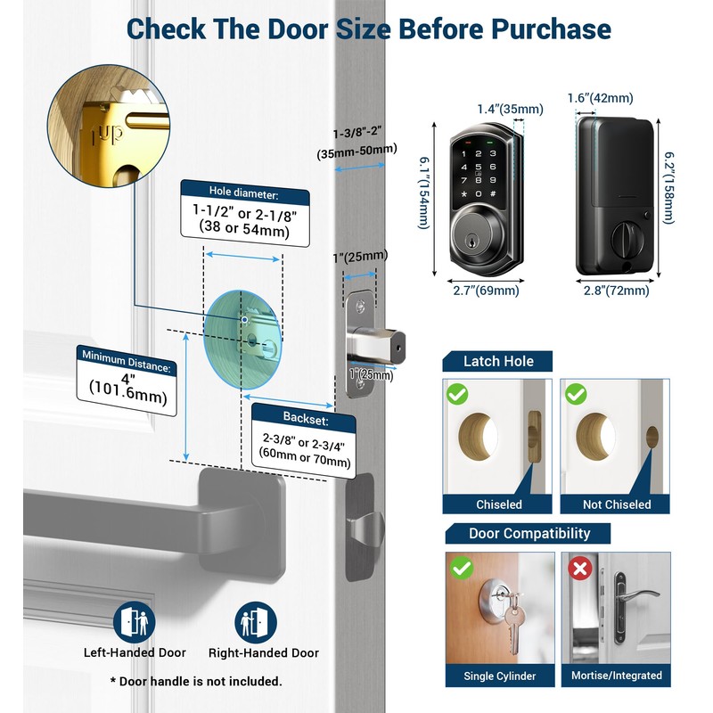 Veise VE06 Smart Deadbolt with App Control, Keyless Entry Smart