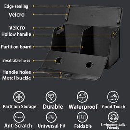 MugiVSE Leather Trunk Organizer,Foldable,Multi-Compartment,With Breathable Holes for Car SUV Truck MPV,Camping Picnic,Home Large 26 * 13.7 * 13.7 inch Red