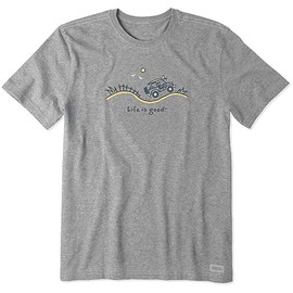 Life is Good. Men's Crusher Tee Vintage Off-Road Beach, Heather Gray
