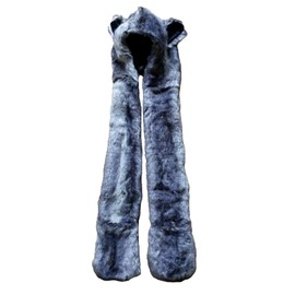 Thickened Animal Hat Hood Faux Fur Hood Scarfs Full Pockets Ear Cap Hoodie Furry Gloves (Thickened Gray Wolf)