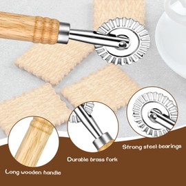 JJUNW Pasta Cutter Wheel, Ravioli Cutter Wheel with Roller, Dumpling Lace Making Dough Noodle Ravioli Pizza Making Cutters Multi-Purpose Kitchen Tool