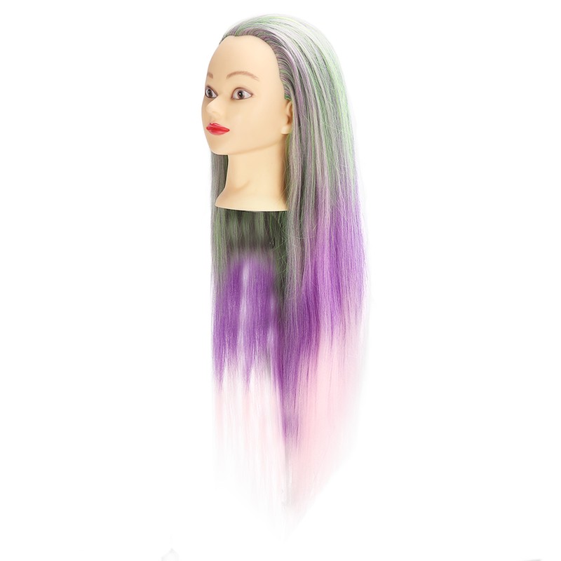 Green Purple Gradient Wig Hair Mannequin Head Hairdressing Styling Training