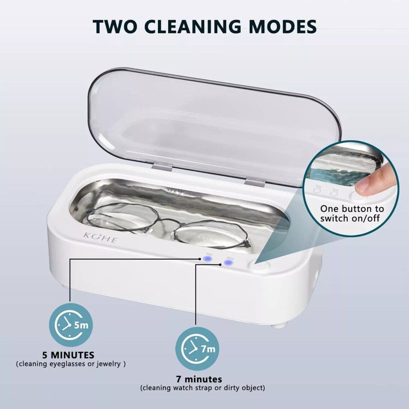 KOHE Sonic Jewelry Cleaner- 48Khz Professional Portable Glasses Cleaner Machine