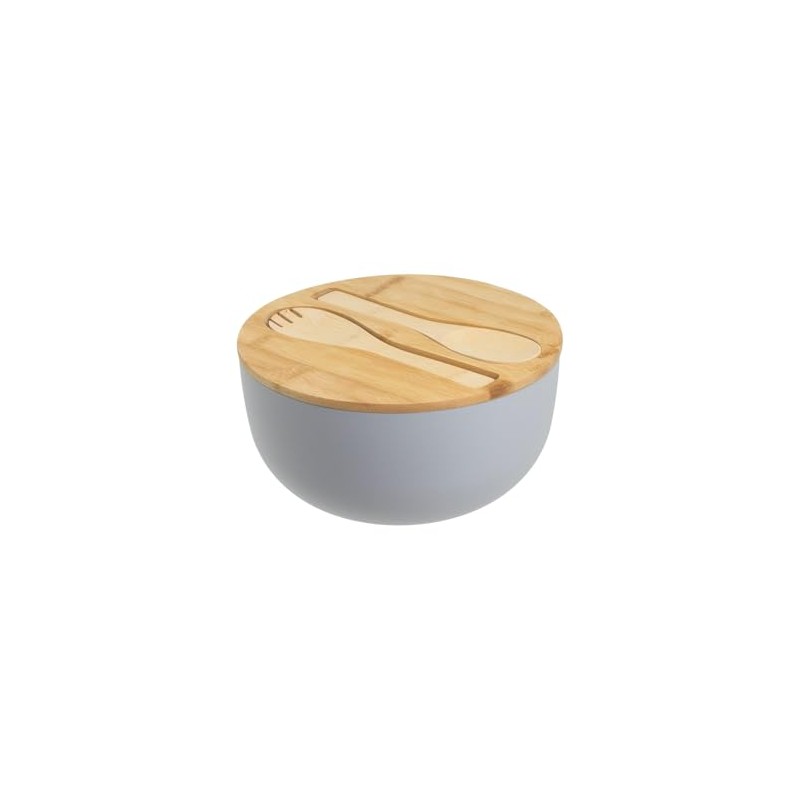 Gravidus Salad Bowl Set with Lid & Bamboo Cutlery, 23.5