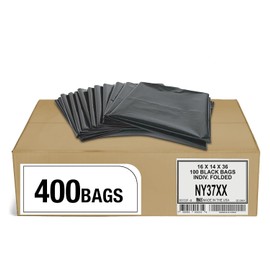 Aluf Plastics Bolsas de basura negras resistentes de 20-30 galones, 2 milésimas de pulgada de grosor y 30 x 36 pulgadas, paquete de 400 unidades, para contratistas, industriales, institucionales y