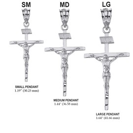 Claddagh Gold - Solid 10k White Gold Catholic Jesus Christ on INRI Crucifix Cross Pendant (1.19")