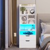 BTHFST Tall Nightstand with Charging Station and LED Lights, White