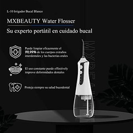 Irrigador Bucal,Hilo Dental de Agua Inalámbrico,Water Flosser Recargable de 2000mAh,300 ML,3 Modos y 5 Puntas,Limpieza Dental Portatil,Irrigador Oral Desmontable para Dientes,Encías,para Hogar,Viajes
