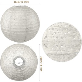 LEMESO Lampshade Hollow White Lantern Round Paper Lantern Classic Style Lampshade Decoration for Party Christening Garden Wedding Decoration 30 cm