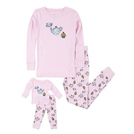 Leveret Kids Pajamas Matching Doll & Girls Pajamas 100% Cotton Pjs Set (Tea Cup,Size 10 Years)
