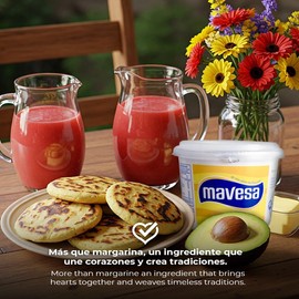 Margarina Mavesa Venezuelan Premium Margarine 500g (Pack of 2) - No Refrigeration Required - Rich Creamy Buttery Flavor - Includes Free Wooden Spoon - Perfect for Arepas, Baking, Cooking & Spreading