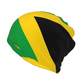 Cute Jamaica Flag Multifunction Beanie Hat Slouchy Skull Cap Soft Stretch Jamaican Scarf Head Wrap for Men Women