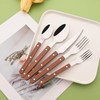 20 Pieces Forged Silverware Set for 4, Stainless Steel Wooden