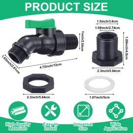 Innconee 3 Sets Rain Barrel Spigot Kit 3/4" High Flow Water Barrel Faucet 3/4 NPT Inlet x 3/4 GHT Outlet Bulkhead Plastic Spigot for Downspout Container Rainwater Collection