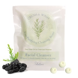 Tidalove Daily 3 in 1 Facial Cleanser, Exfoliator and Wash-off Mask, Vegan, Cruelty Free, Plastic Free, Travel Friendly, 1 Month Supply Refill (60 Tablets) (Purifying)