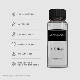 Aroma360-24K Magic Fragrance Oil Blend | Hotel Inspired Luxury Essential Oil Diffusers | Aromatherapy Scent Diffuser Oil | Citrus, Bergamot, Lemon & Lemongrass with Notes of Jasmine. - 120ML