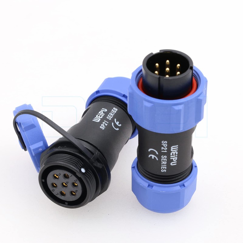 DRRI Weipu SP21 Inline 7 Pin Threaded Coupler Waterproof IP68