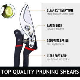Pruning Scissors Professional Garden Pruning Shears, SK5 High Carbon Alloy Steel Sharp Blade Bypass Tree Trimmer Garden Tool